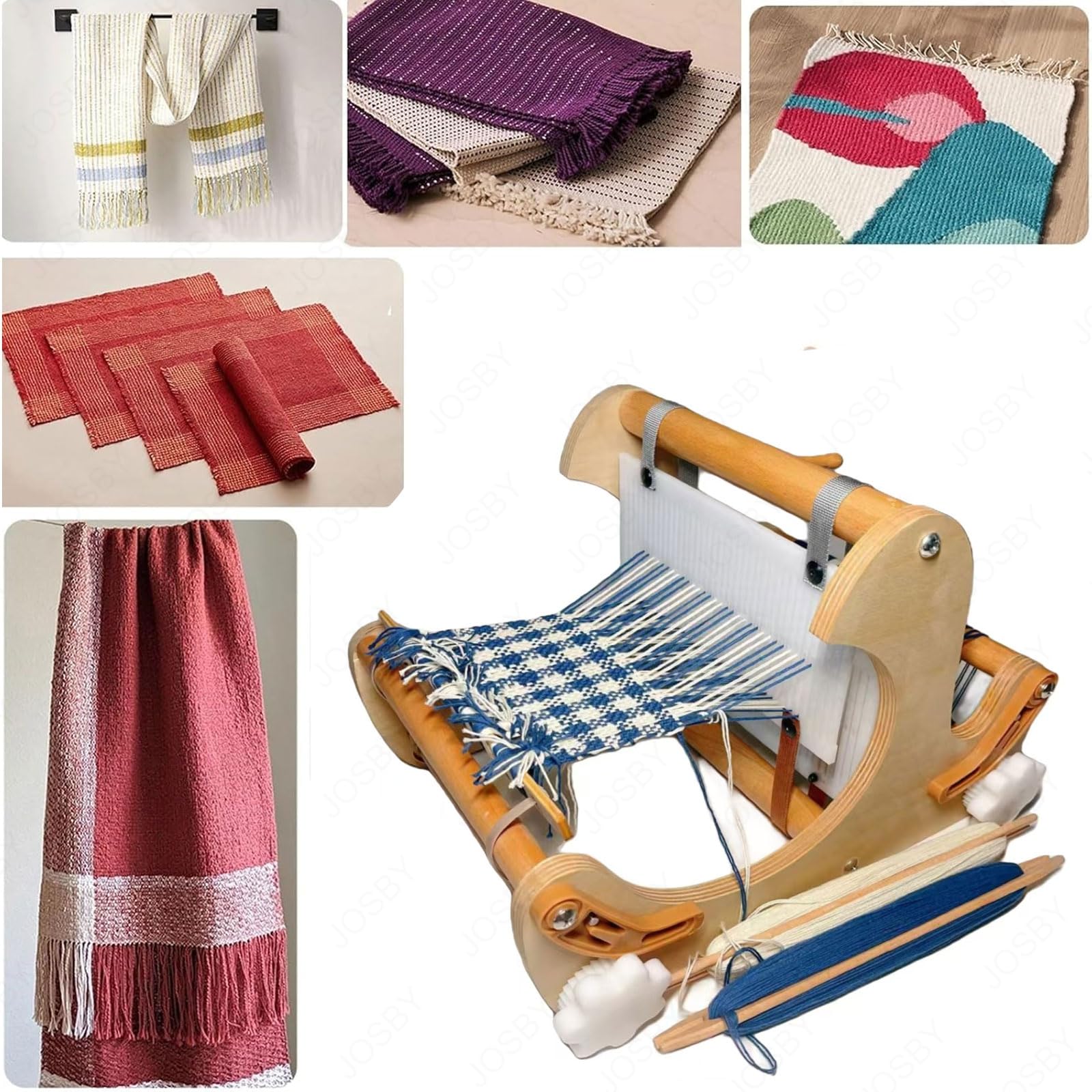 Kit de métier à tisser – Métier à tisser à la main en bois pour projets d'artisanat 150 mm de largeur pour écharpes, nappes, tapis de thé et sacs en tissu