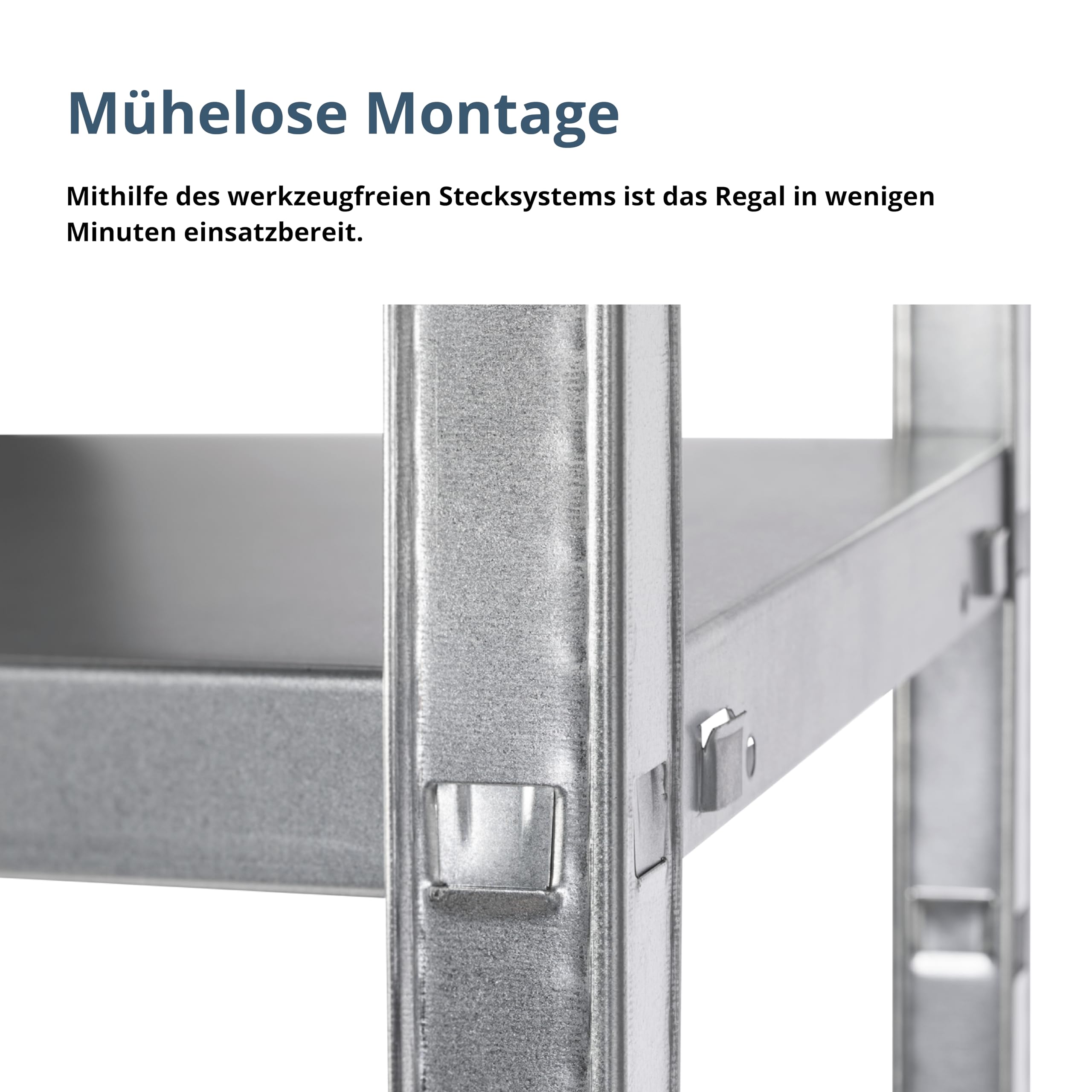 SCHULTE Regalwelt Steckregal mit 4 PowerMAX Fachböden, 65 kg Tragkraft, 180x90x40 cm (HxBxT), verzinkt (Lagerregal, Werkstattregal, Kellerregal, Garagenregal, Metallregal