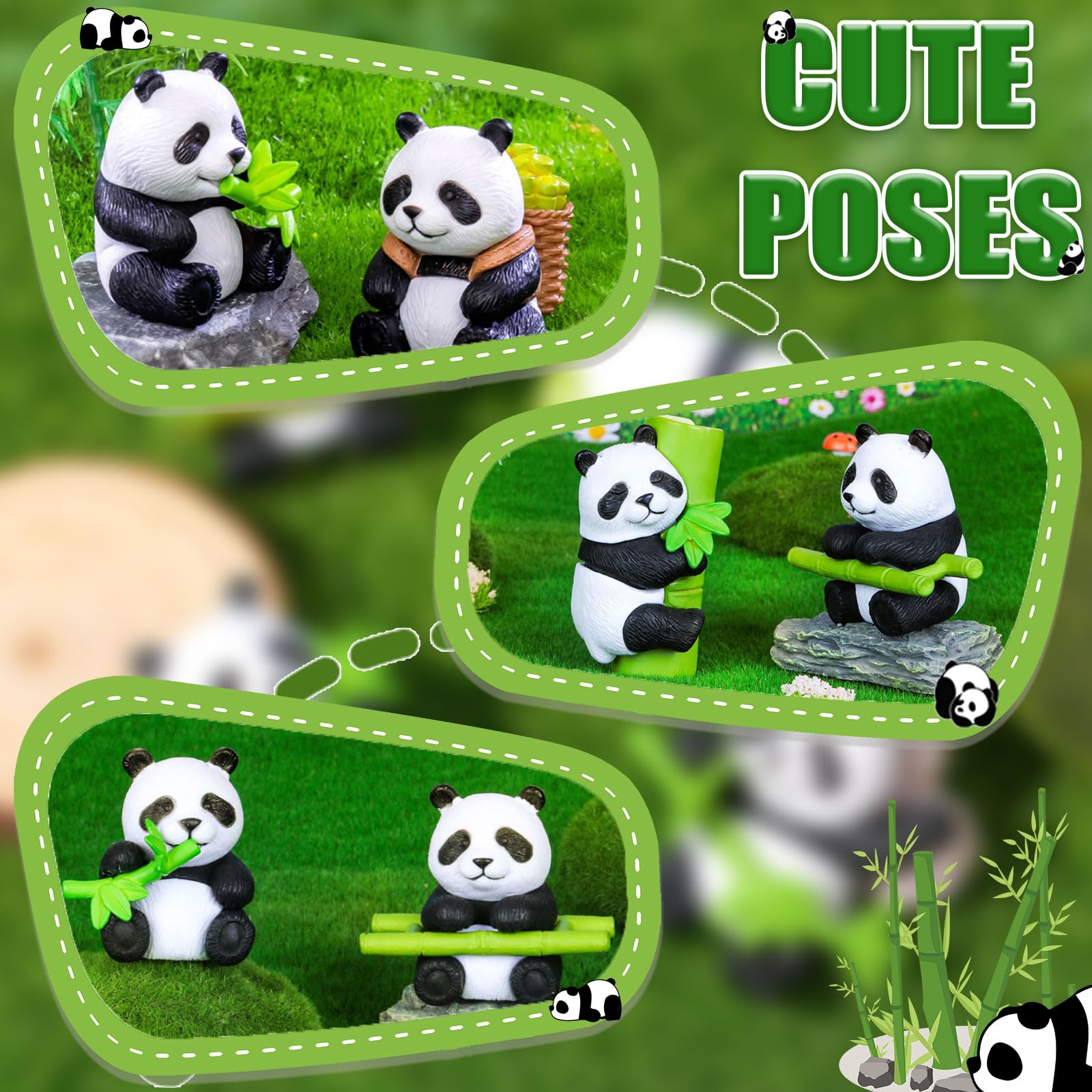 8 Mini Panda Figuren Aus PVC – Für Kuchen-Deko, Garten, Dioramen & Party