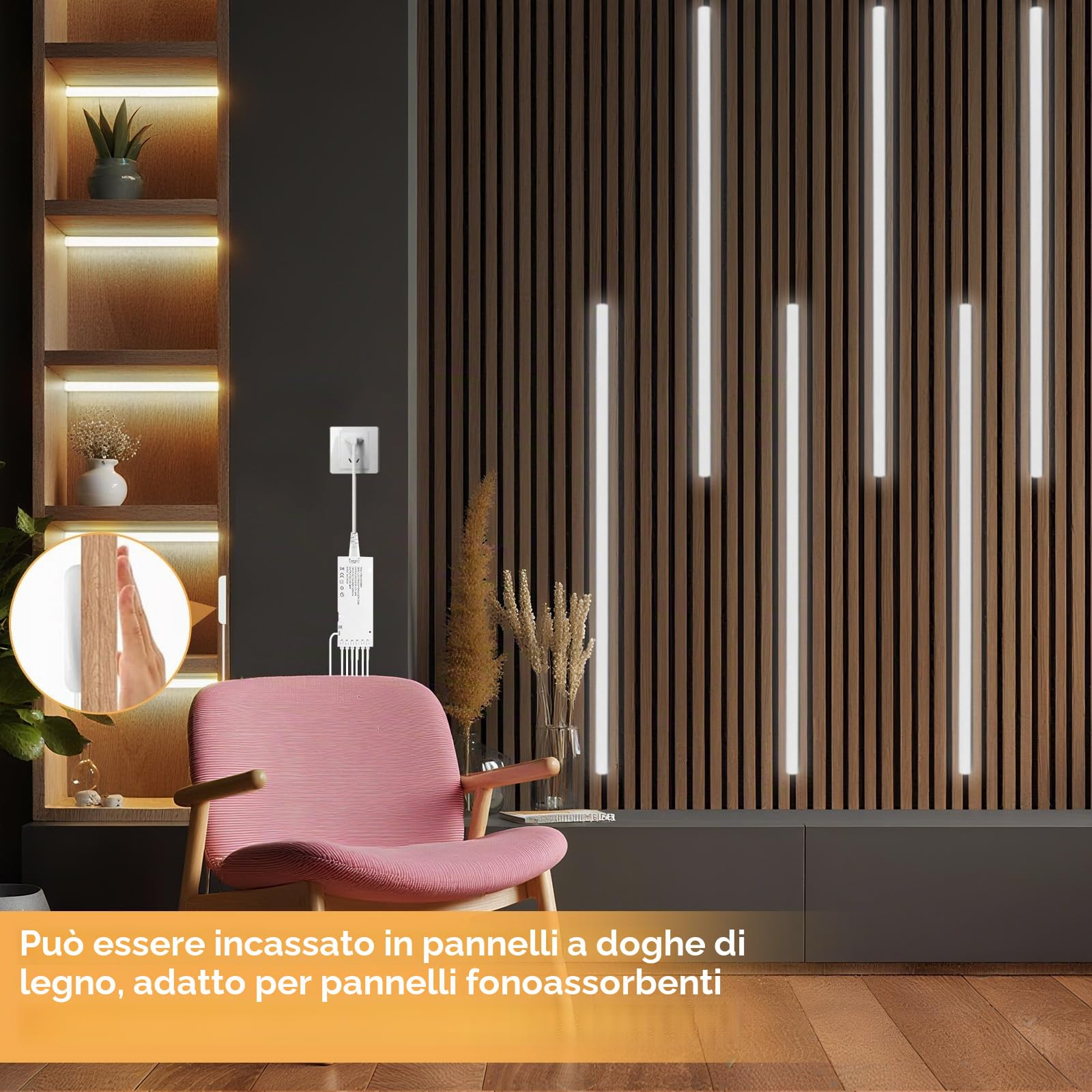 LRGBST 12V COB LED strisce, 6 rulli 3M Bianco LED strisce with Touch and Hand Sweep Switch per armadio, cucine, vetrine, scaffali, scaffali, pannelli acustici illuminazione