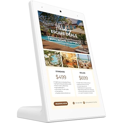 OptiSigns OptiKiosk 10 - Countertop Digital Signage Kiosk, 10.1" HD Touchscreen Display with Wi-Fi, Ethernet & Bluetooth, Software, Optional Background Music