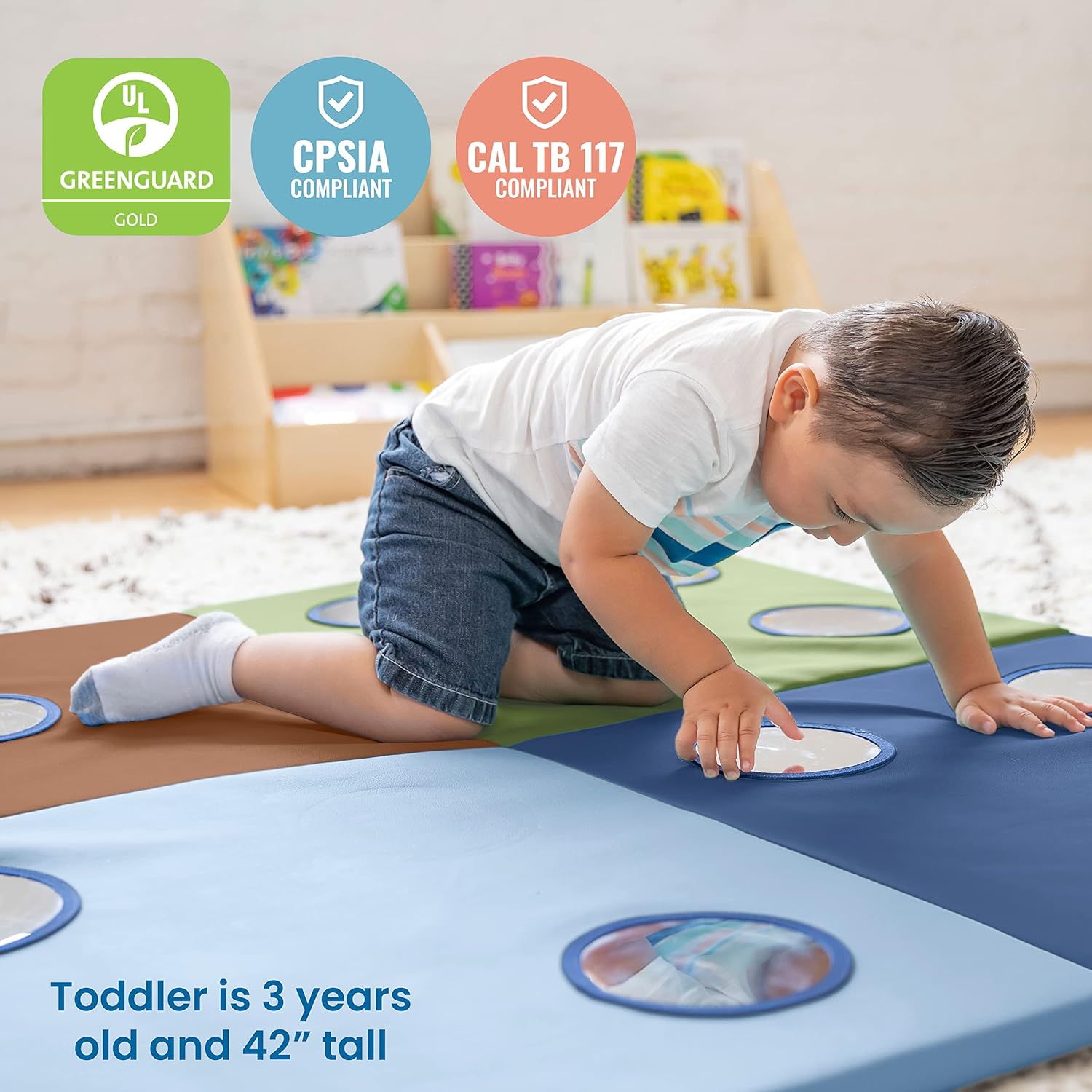 ECR4Kids SoftZone 123 Look at Me Activity Mat, Folding Playmat, Earthtone