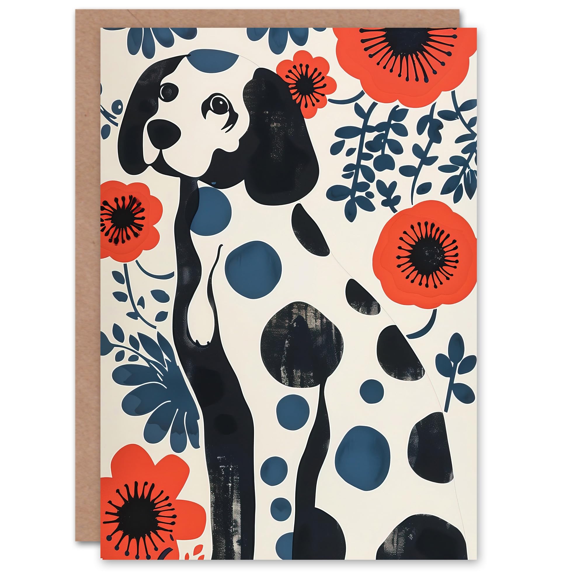 Artery8 Dog Lover Dalmatian Abstract Floral Portrait Greeting Birthday Card Him Her All Blank