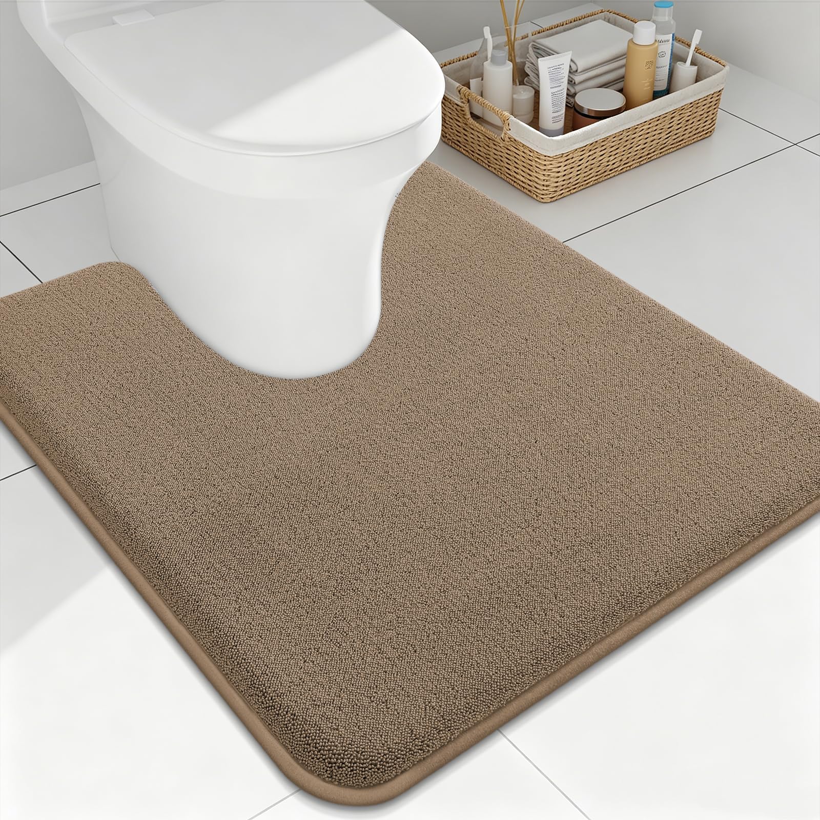 Smiry Smiry Memory Foam Toilet Rugs U Shaped 24x24, Extra Soft Bath Mat