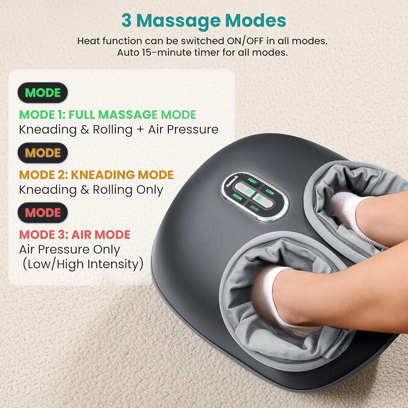Nekteck Shiatsu Masajeador de pies y cuello inalámbrico con combinación de calor para aliviar el dolor de tejido profundo, herramientas de relajación corporal, regalos para él y ella