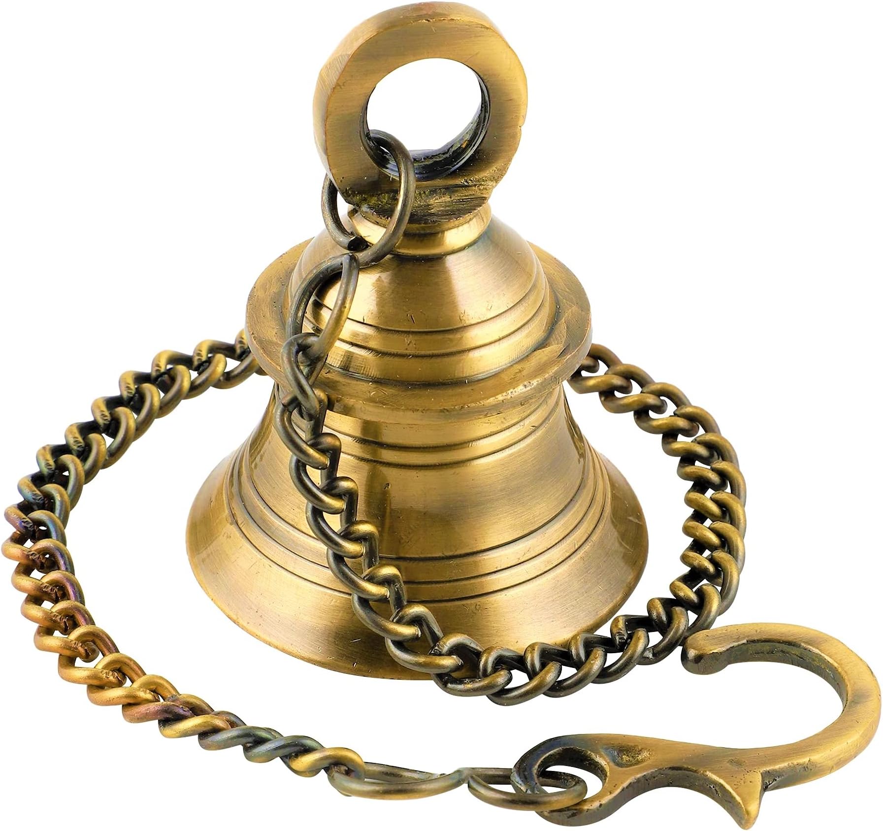 UAPAN Brass Decorative Wall Hanging Bell with Chain & Hook (Pack of 1 Nos)
