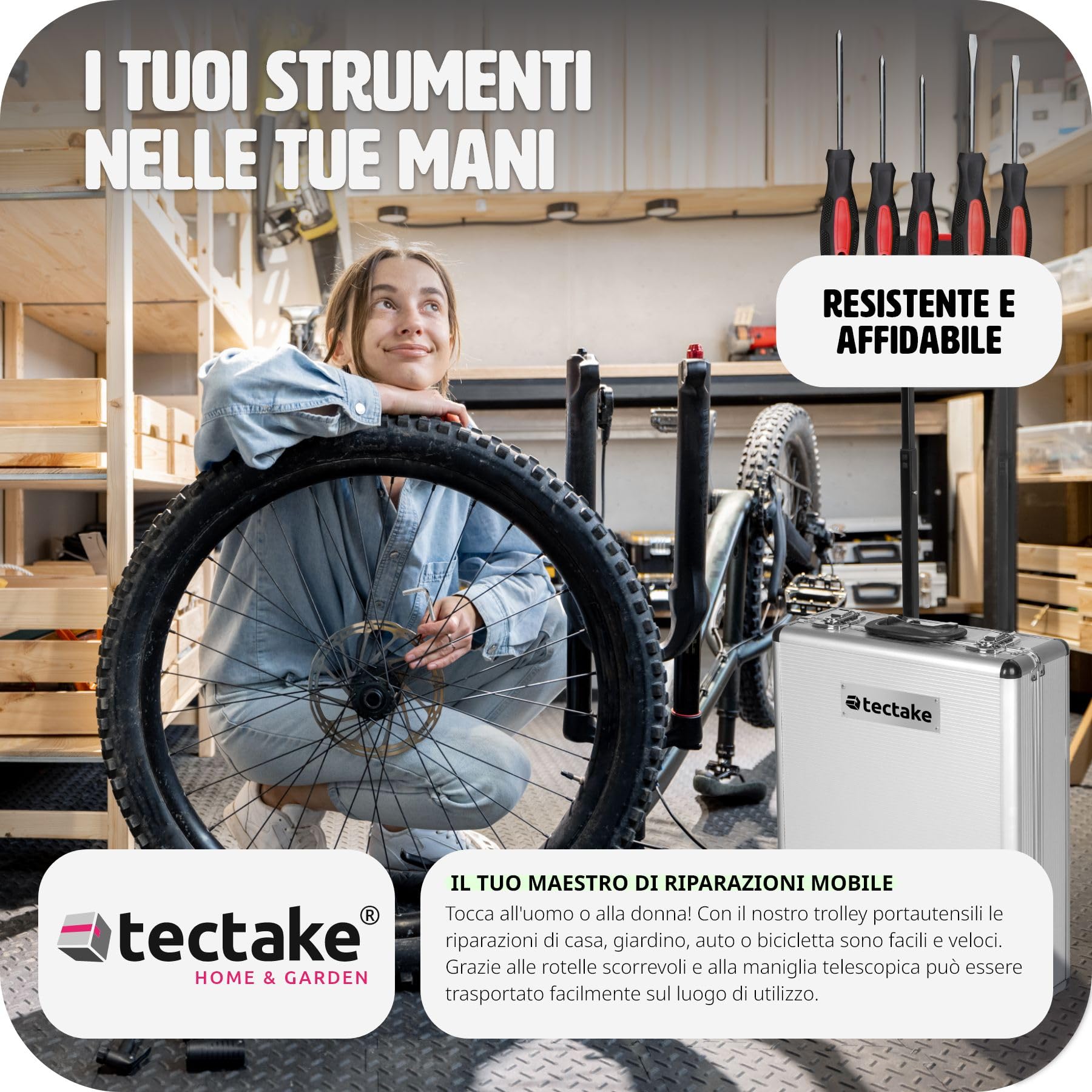 tectake® Trolley Porta Attrezzi, Set di Attrezzi da lavoro 799 Pezzi, Valigia Porta Attrezzi, Carrello porta attrezzi, Portautensili, Cassetta con 3 Cassetti, Trolley da Lavoro