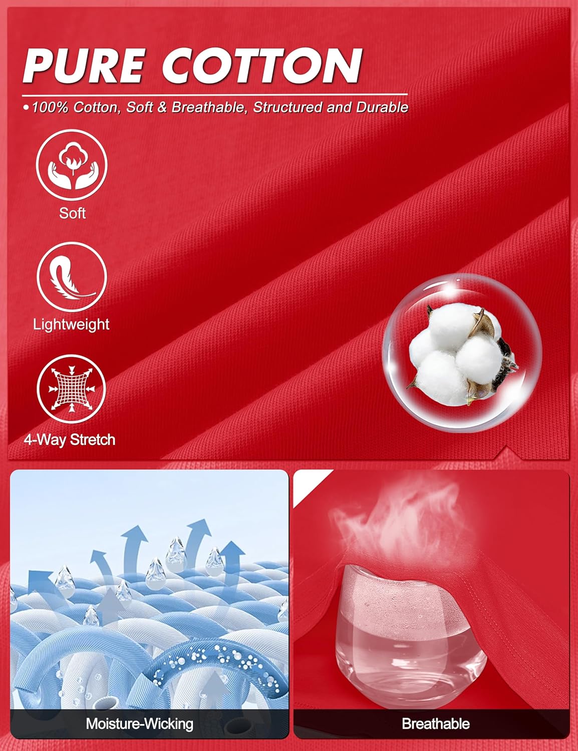 Cotrasen Mens T-Shirts Short Sleeve Cotton T Shirts Casual Plain Crew Neck Basic Tees Moisture Wicking Summer Shirts - Image 4