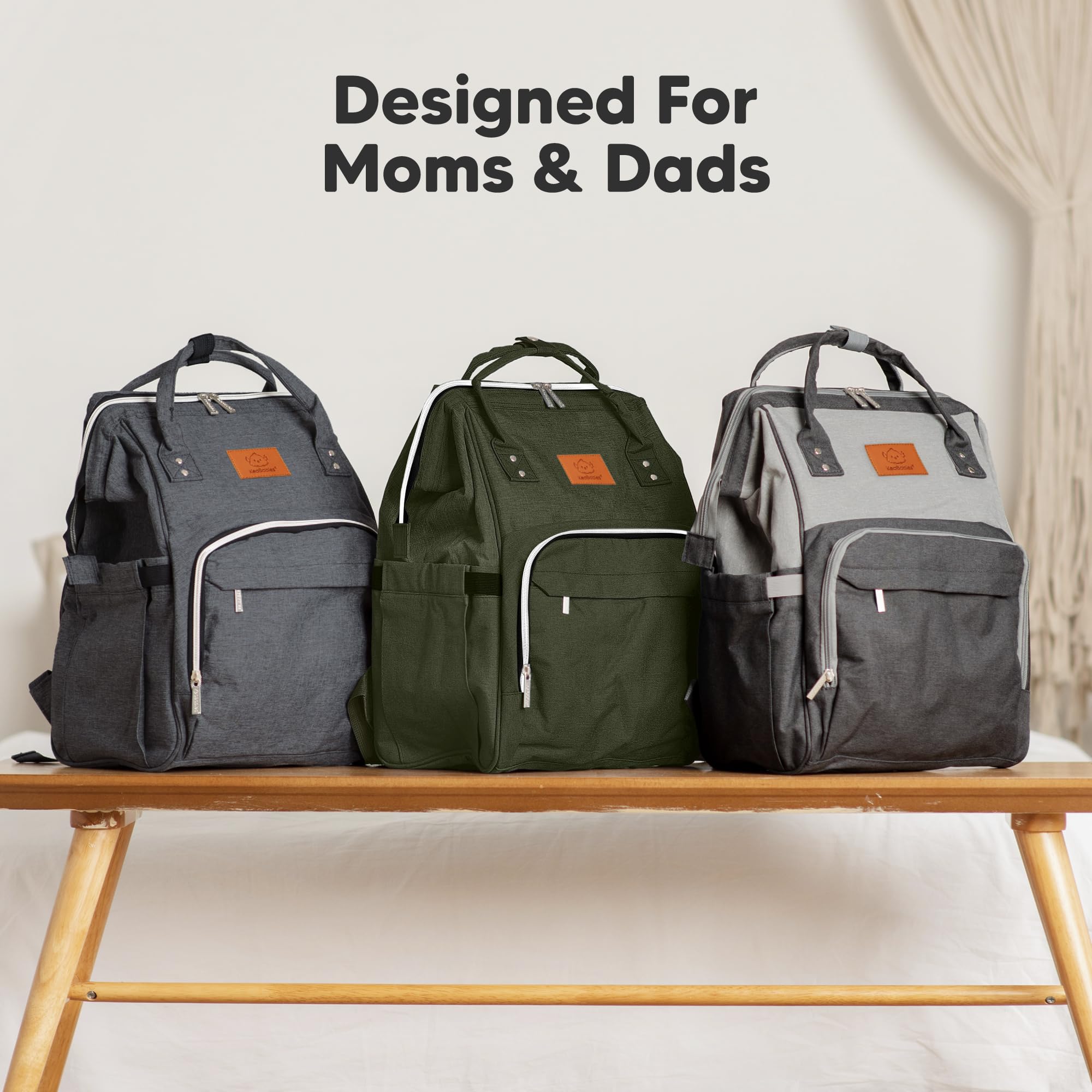 KeaBabies borsa fasciatoio con fasciatoio - zaino fasciatoio per bambini,bambine,borsa per pannolini multifunzionale impermeabile, zaino fasciatoio grande per bambini, borse per la Mama(Dark Olive)