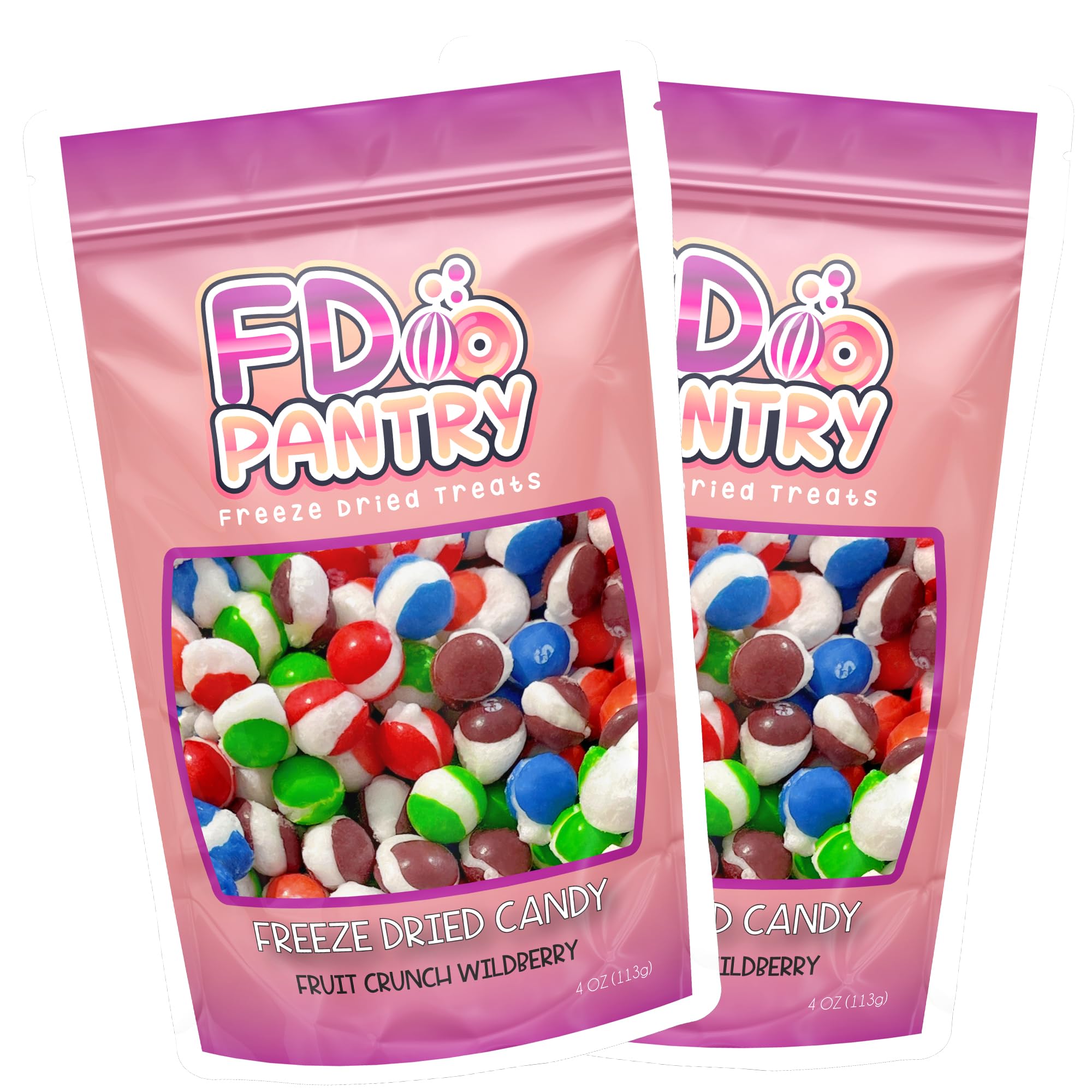 Freeze Dried Candy Fruit Crunch Wildberry, 4 oz, 2 Pack, Assorted Berry Punch, Melon, Strawberry, Cherry, Raspberry, Gift Bag