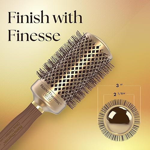 Miniatura 27 de Olivia Garden NanoThermic Ceramic + Ion Round Thermal Hair Brush - Not Electrical - Professional Blowout Brush for Normal to Thick Hair Dorado