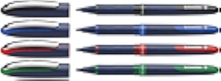 One Business Rollerball Pen, 0.6 mm Ultra-Smooth Tip, Blue Barrel, Four-Pack, One Each of: Black, Red, Blue, Green (183094)