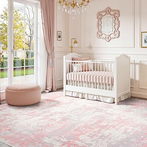 Miniatura 57 de Rugflix Alfombras de área de 8 x 10 pies para sala de estar, alfombra grande lavable, resistente a las manchas, pelo bajo, alfombra oscura moderna