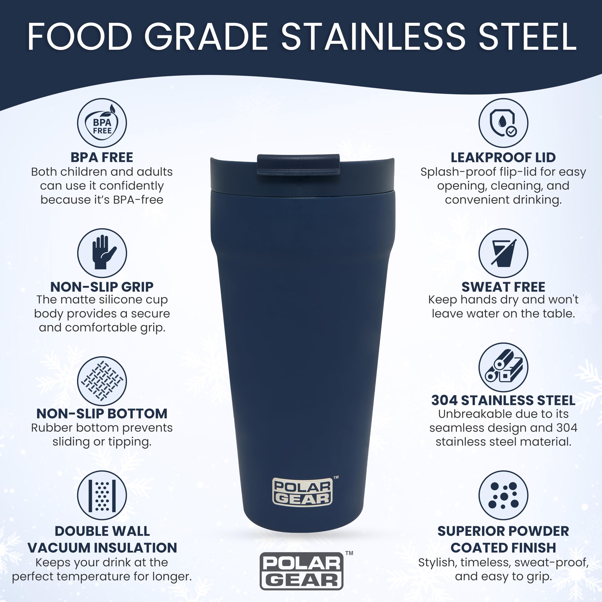 Polar Gear Coffee Cup Travel Mug, 470ml Large Travel Mug, Insulated Cup with Leakproof Screw Closure Lid - Image 4