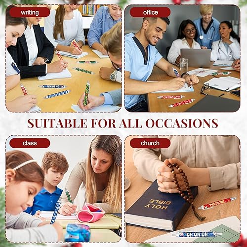 Miniatura 7 de Cholemy 36 bolígrafos de Navidad de gel de Navidad, bolígrafos retráctiles de Navidad a granel de 0.039 in, bolígrafo de tinta negra, colorido