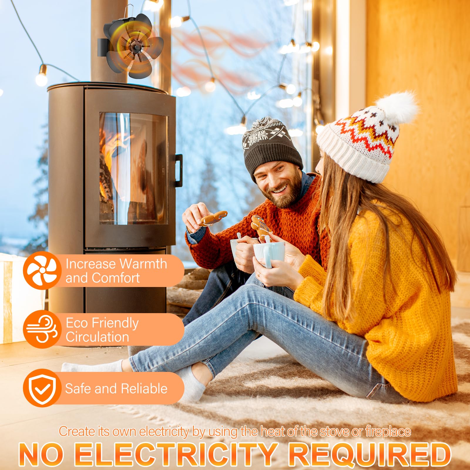 Ventilador Magnético para Estufa de Leña, Ventilador de Chimenea de 5 Aspas, Silencioso y de Bajo Consumo, No Requiere Electricidad, Circulación de Aire Caliente Para Estufas de Pellets/Gas