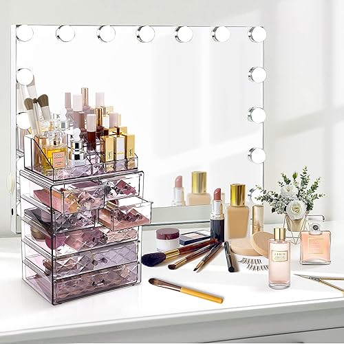 Miniatura 3 de COMVTUPY Organizador de maquillaje, diseño de moda, regalos para tu ser querido o para ti mismo. Las vitrinas de acrílico transparente para