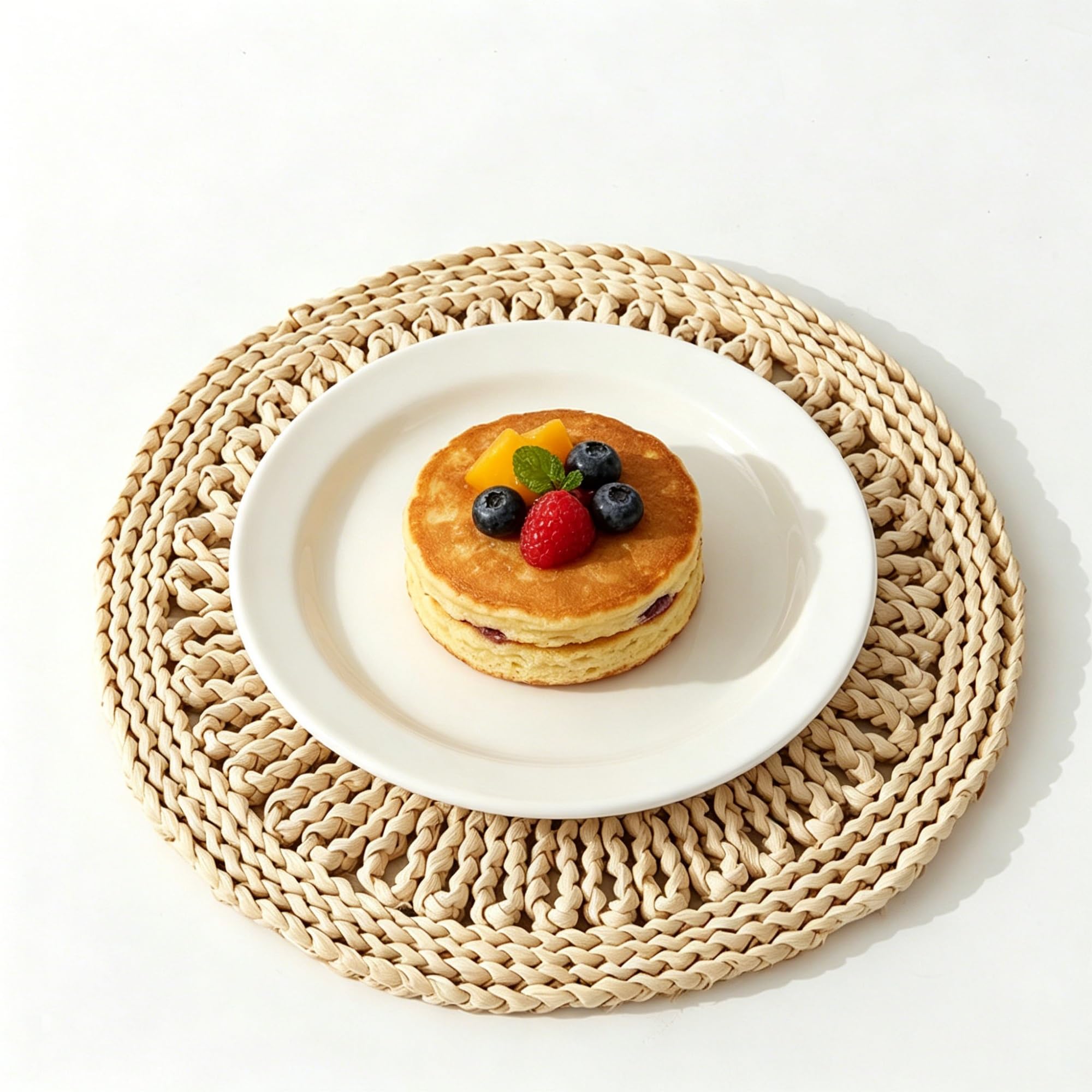 Round Corn Husk Placemats, Tea Cups Handmade Coffee Coasters Woven Cup Mat, for Glass Drinks Placemats Potted Plants(30cm)