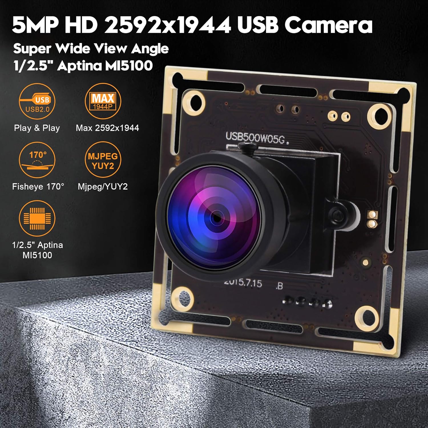 Super Cheap 🛒 SVPRO 5MP USB Camera Module, Wide Angle 170 Degree Fisheye Mini Camera Board Aptina CMOS Sensor USB Camera Module UVC Support Windows Android Linux Mac for Robot/Research/Medical/Industry
