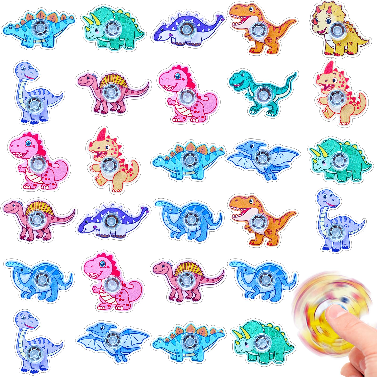 KIDRENFUN 30 PCS Party Bag Fillers Kids - Fidget Spinner Small Fidget Toys Pack, Mini Fidgets Party Bags Toys, Dinosaur Party Bag Toys Boy Adult (Dinosaur)