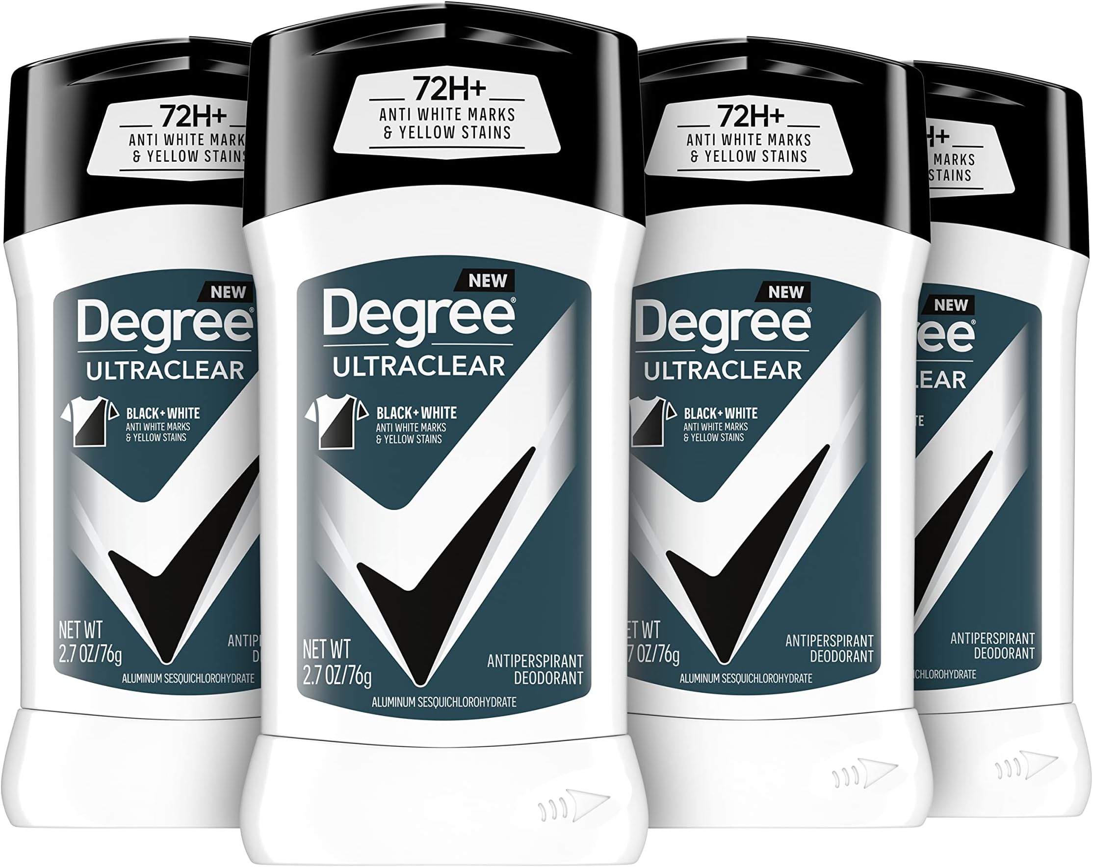 Degree Men UltraClear Antiperspirant Deodorant Black + White 72-Hour Sweat & Odor Protection Antiperspirant For Men With MotionSense Technology 2.7 Ounce (Pack of 4)