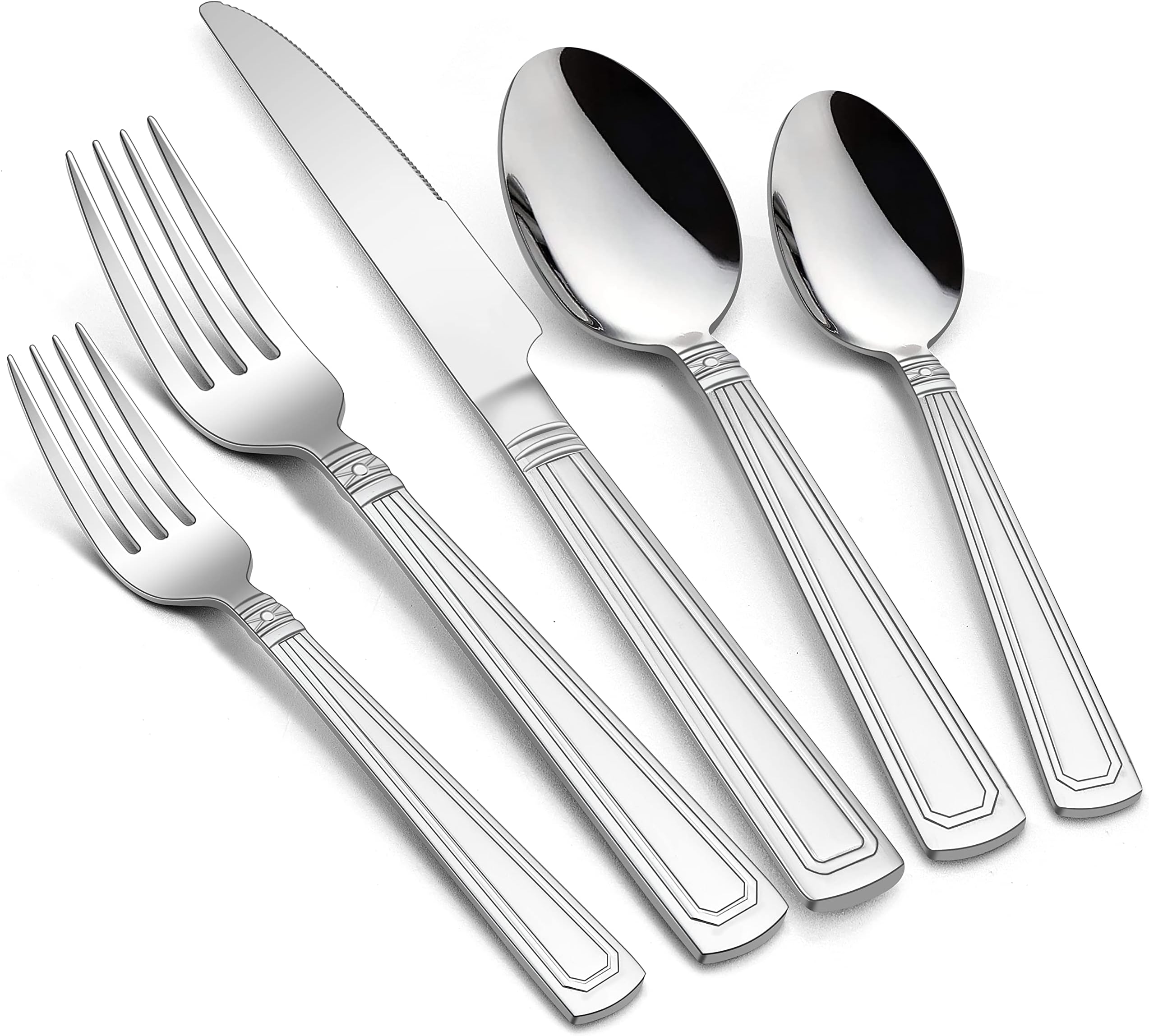 HaWare 40-Piece Heavy Duty Silverware Set, Stainless Steel Flatware Cutlery Set for 8, Fancy Tableware Eating Utensils for Home, Hotel, Restaurant, Include Dinner Knives Forks Spoons, Dishwasher Safe