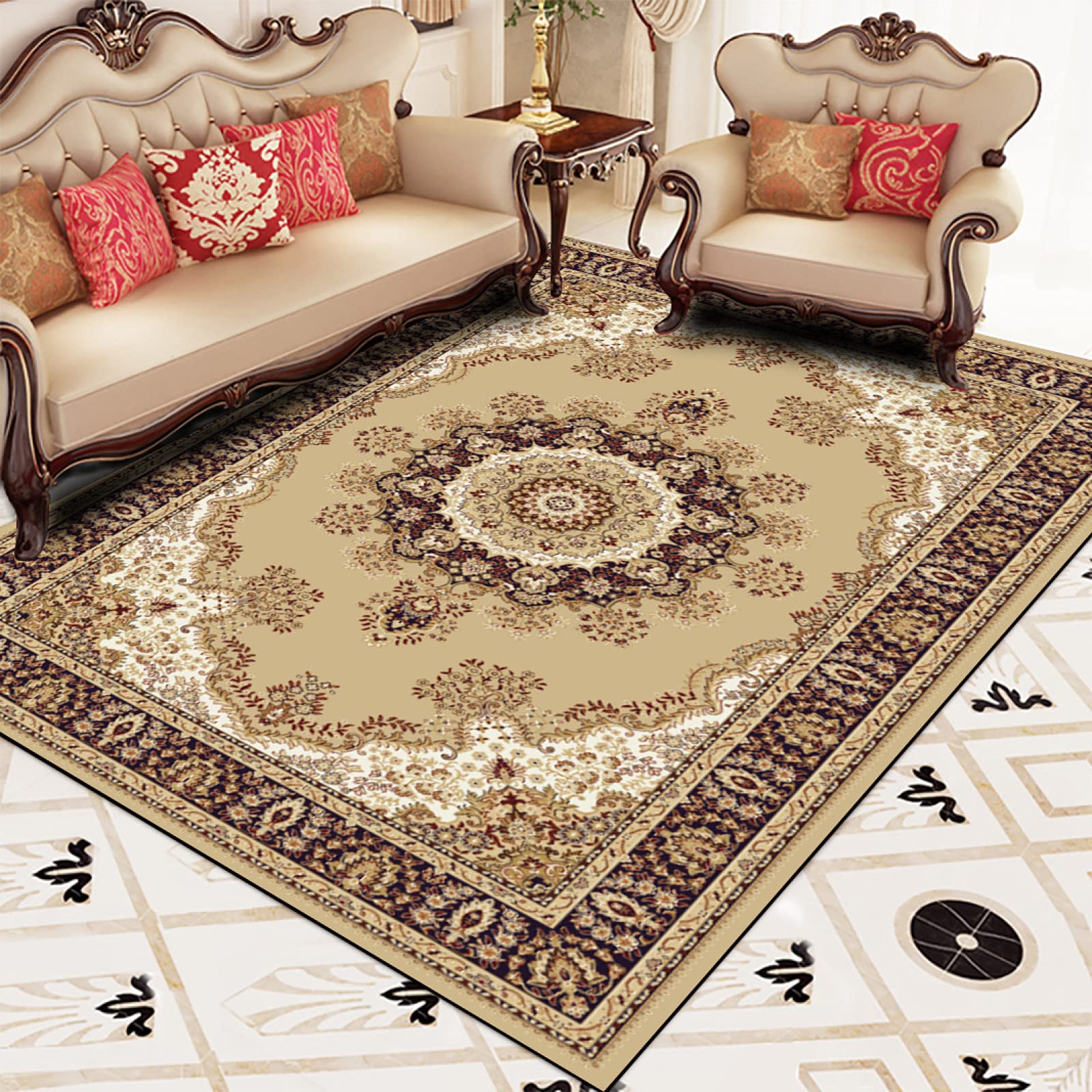 Grand tapis vintage antidérapant pour salon pour sécuriser vos parquets