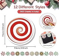 Vista 2 de 48 notas adhesivas de caramelo de Navidad, diseño de caramelo de Navidad, bloc de notas autoadhesivas, notas adhesivas para Navidad, vacaciones