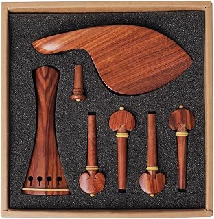 TSTS Violin Accessories kit High-Grade Violin 4/4 Mahogany Accessories Four-Piece Set (Stringer + Cheek Rest + Peg + Tail Nail) Violin Musical Instrument Accessories