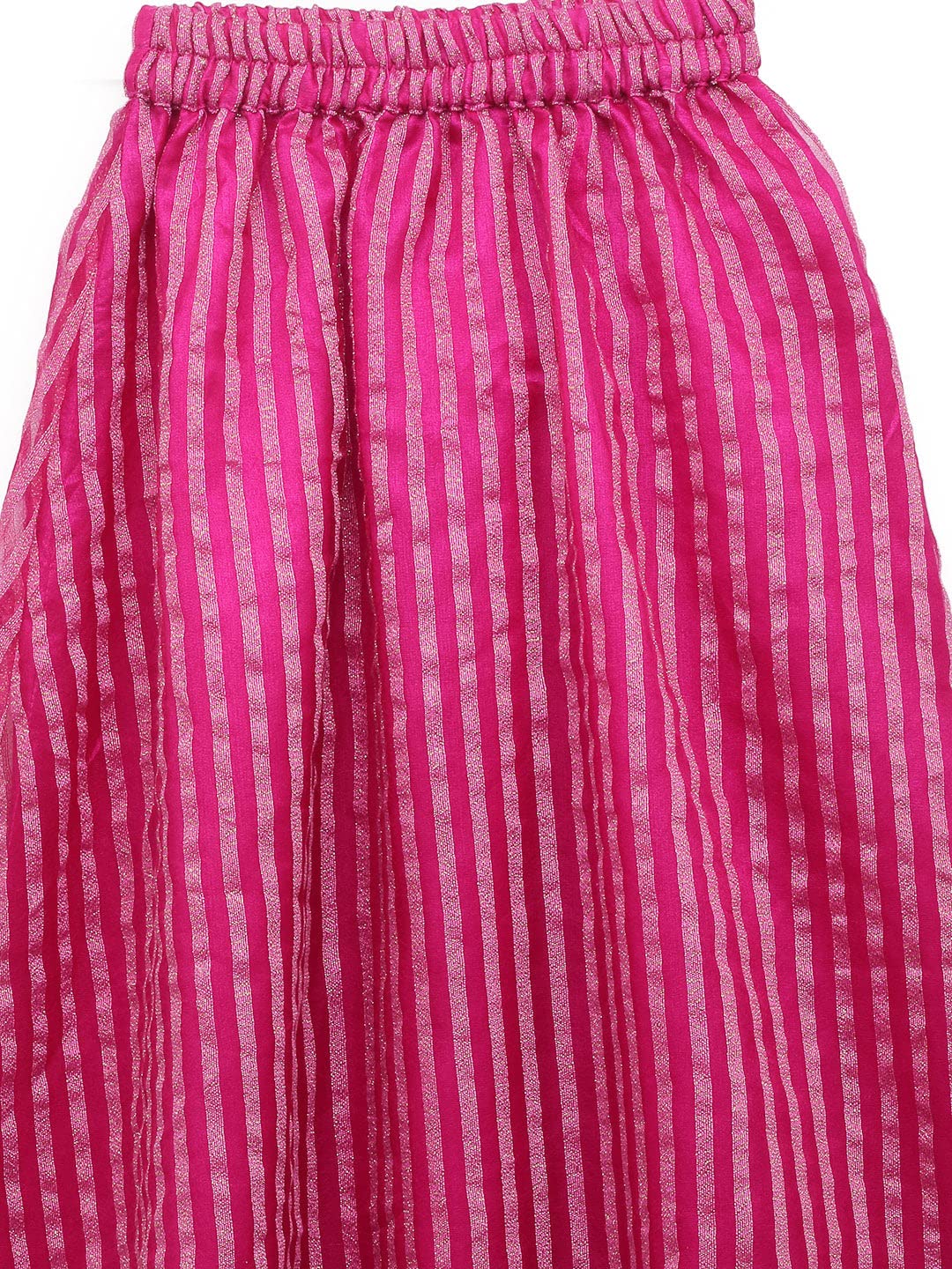 studio rasa Kids Girls Organza Woven Striped Skirt for Wedding Festive Party (GSC12206/3-4_Pink_3-4Y) 2