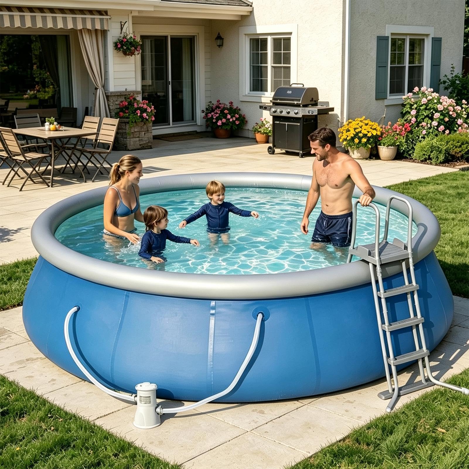 Pompa Filtro A Cartuccia 1136L/h Flusso Elevato Circolazione Rapida | Pompa Filtro Piscina Domestico Per Giardino Patio Villa Resort Campeggio Cortile Tenuta Terrazza Deck