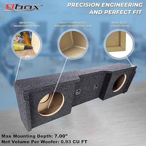 Miniatura 4 de Bbox Caja de subwoofer doble sellada de 10 pulgadas, caja de subwoofer Accu-Tuned mejora la calidad de audio, sonido y graves - Compatible con