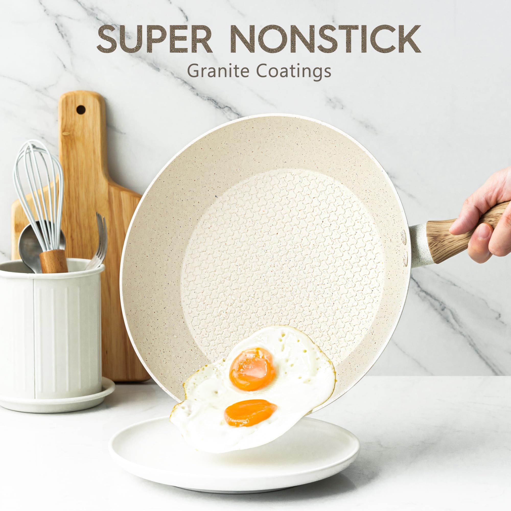 MICHELANGELO Frying Pan, 8 Inch Frying Pan with Nonstick Granite