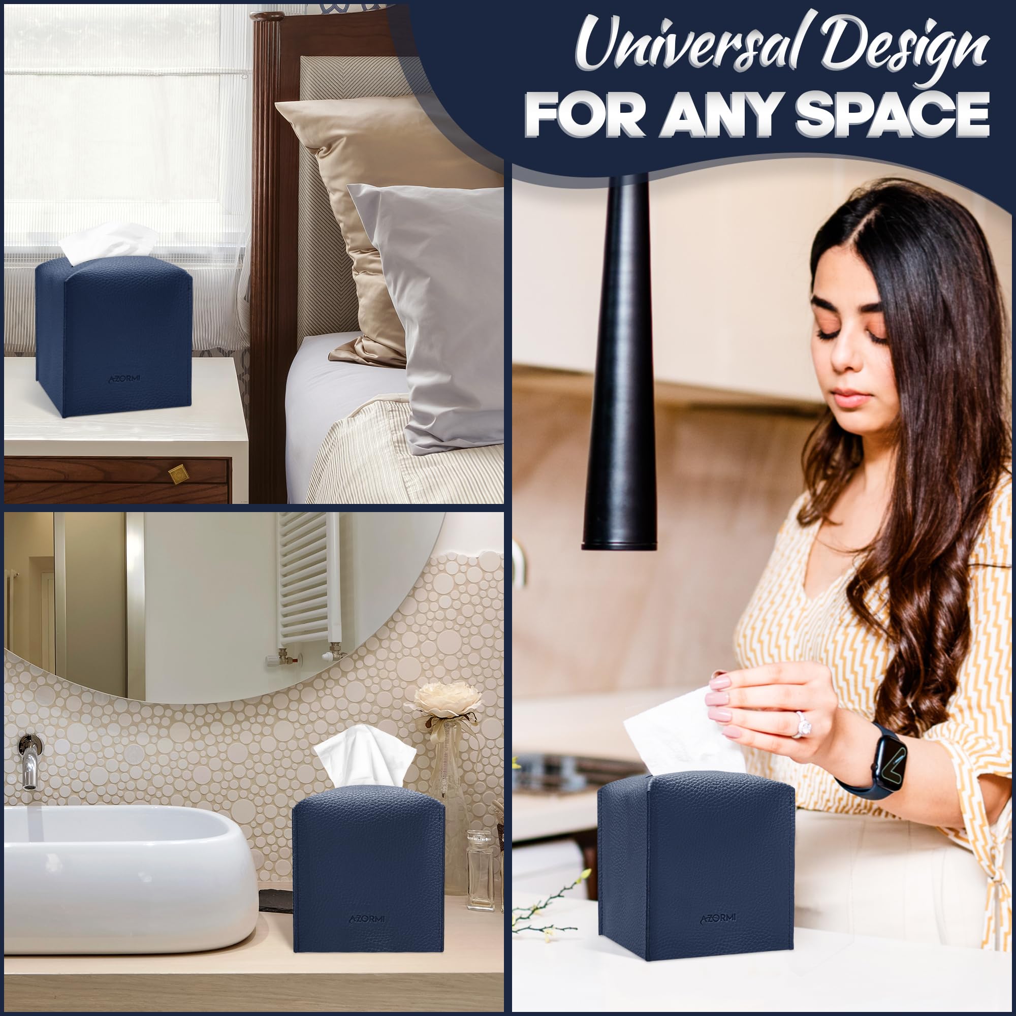 Sumnacon Square Linen Tissue Box Cover - Stylish Cube Tissue Box Holder With