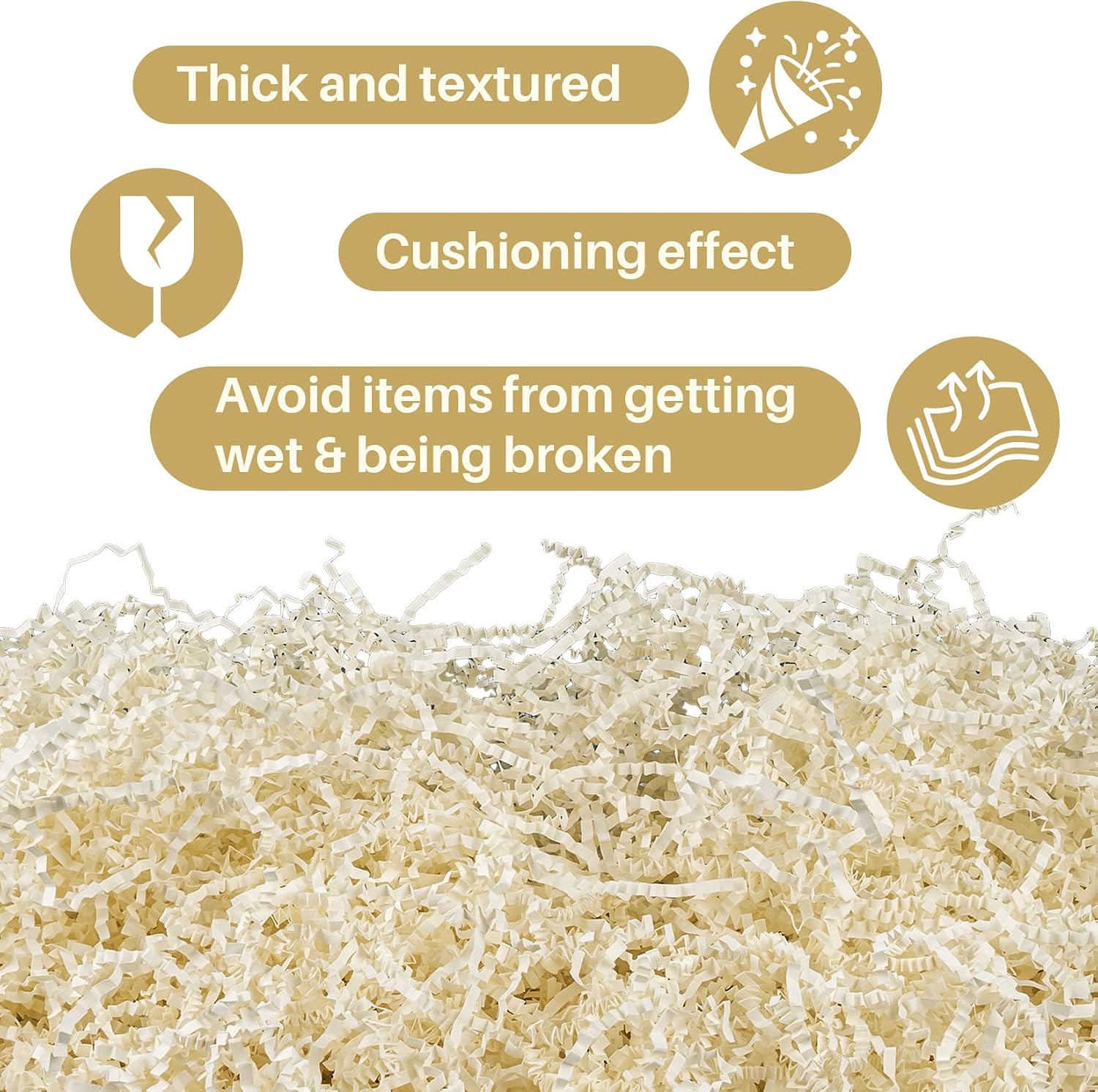 Sukh Off-white Crinkle Paper Filler - Shredded Paper, Gift Basket & Box Wrap image 3