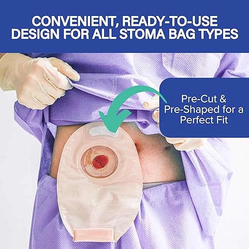 Miniatura 9 de 20 tiras de barrera para ostomía + 10 anillos de barrera para ostomía de 0.157 in de grosor, suministros de colostomía, tira adhesiva de grado