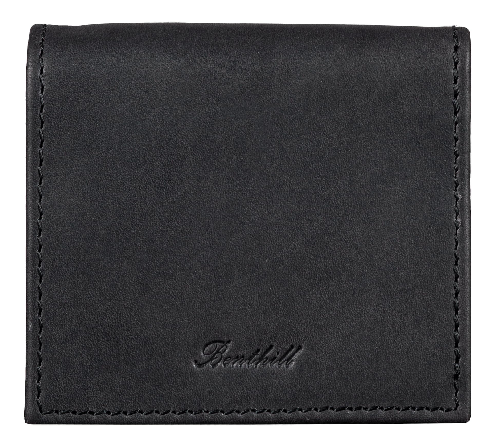 Benthill Porte-Monnaie en Cuir - Boîte viennoise en Cuir véritable - Mini-Porte-Monnaie avec Petite Caisse - Slim Wallet - Mini Porte-Monnaie en Cuir, Color:Noir