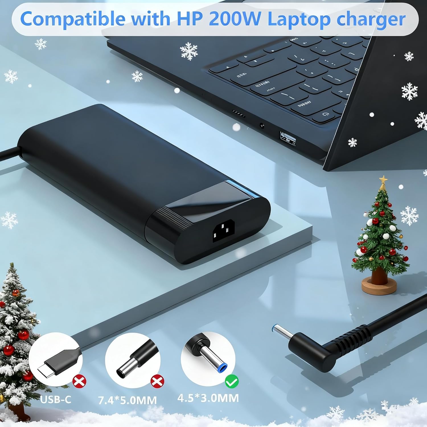200W Laptop Charger Compatible with HP Victus 15 17 Omen Pavilion Gaming 15 17 ZBook Fury Create Studio 17 15 G9 G10 G8 G7 G6 G5 G4 Envy 15 15u 2020 TPN-DA10 L00818-850 Power Cord