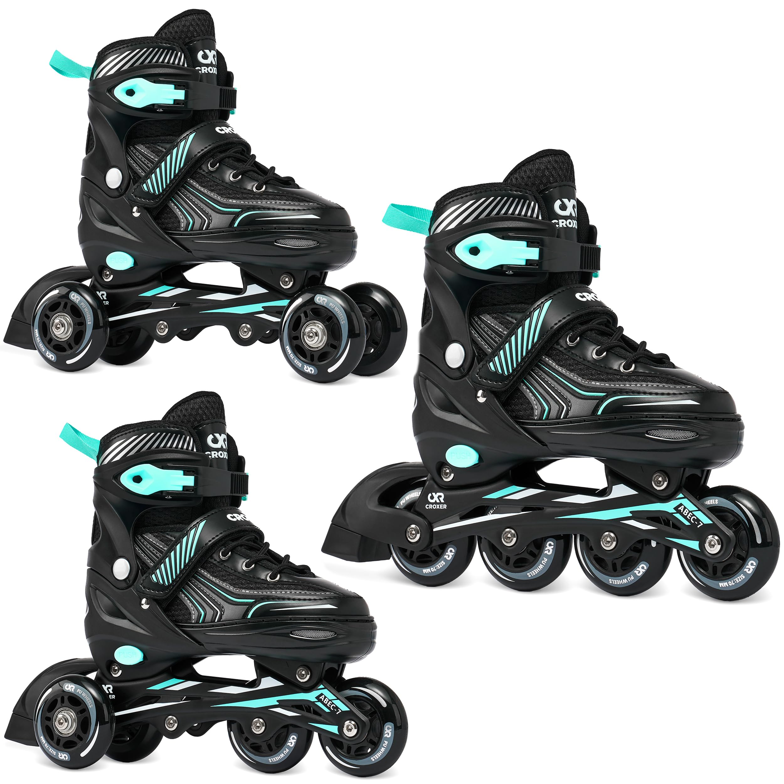 Patinaje en línea, Patines, triskate, 3 en 1 Croxer Optima tamaño Ajustable cambiable Hombre Mujer Convertible Adulto niño niña Patines
