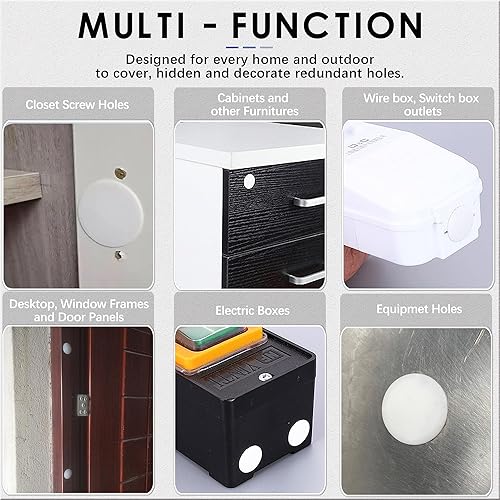 Miniatura 7 de BOPOREAE Tapones de plástico de 2 pulgadas (1.969 in) para agujeros redondos, tapones de agujero de tornillo blanco tipo empotrado a presión tapas
