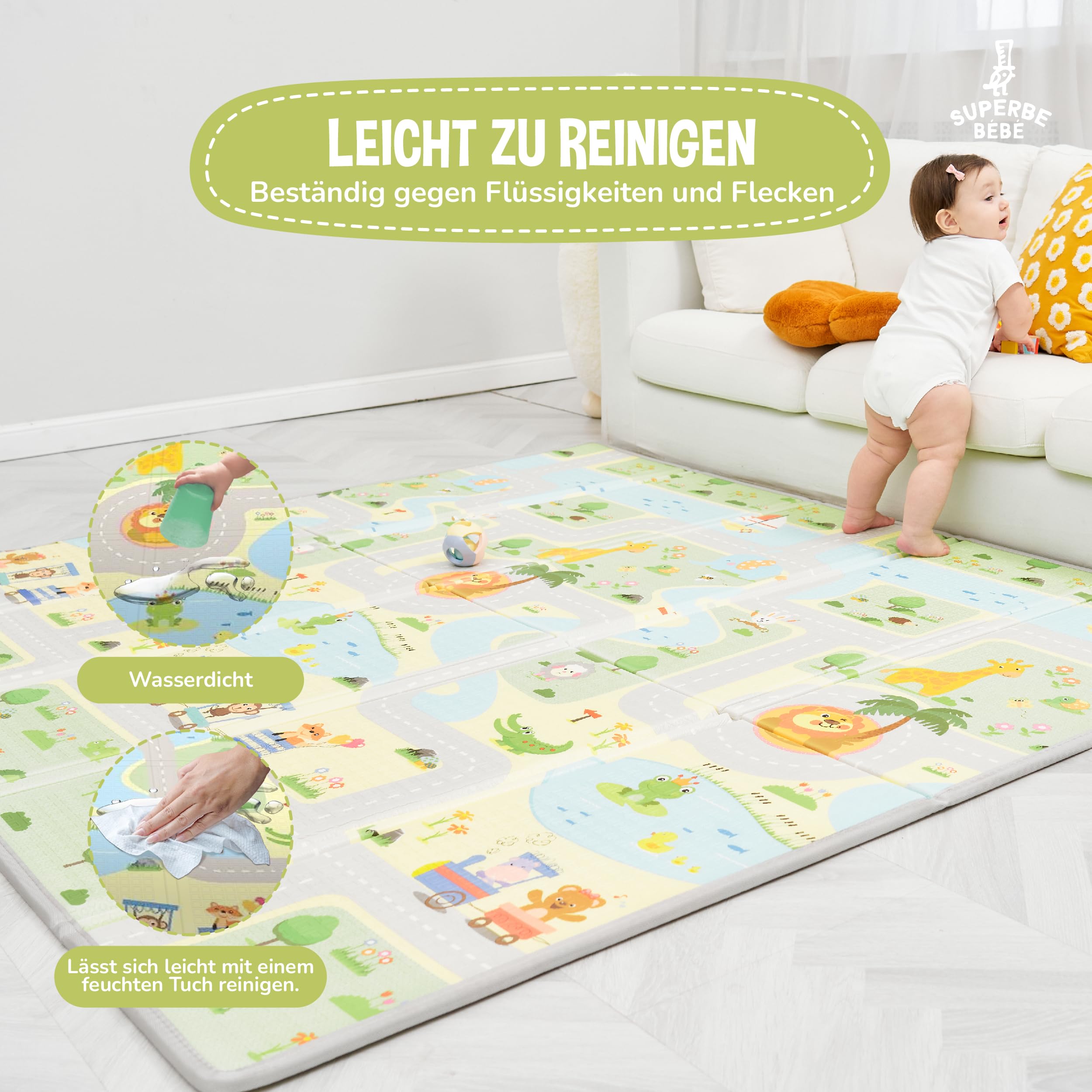 Krabbelmatte Baby Faltbar Spielmatte Kinder Spieldecke 150x180x1cm Krabbeldecke Für Baby - Babymatte Kindermatte - Schaumstoffmatte Kinderteppich- Spielteppich - Bodenmatte Kinder - Babygeschenk