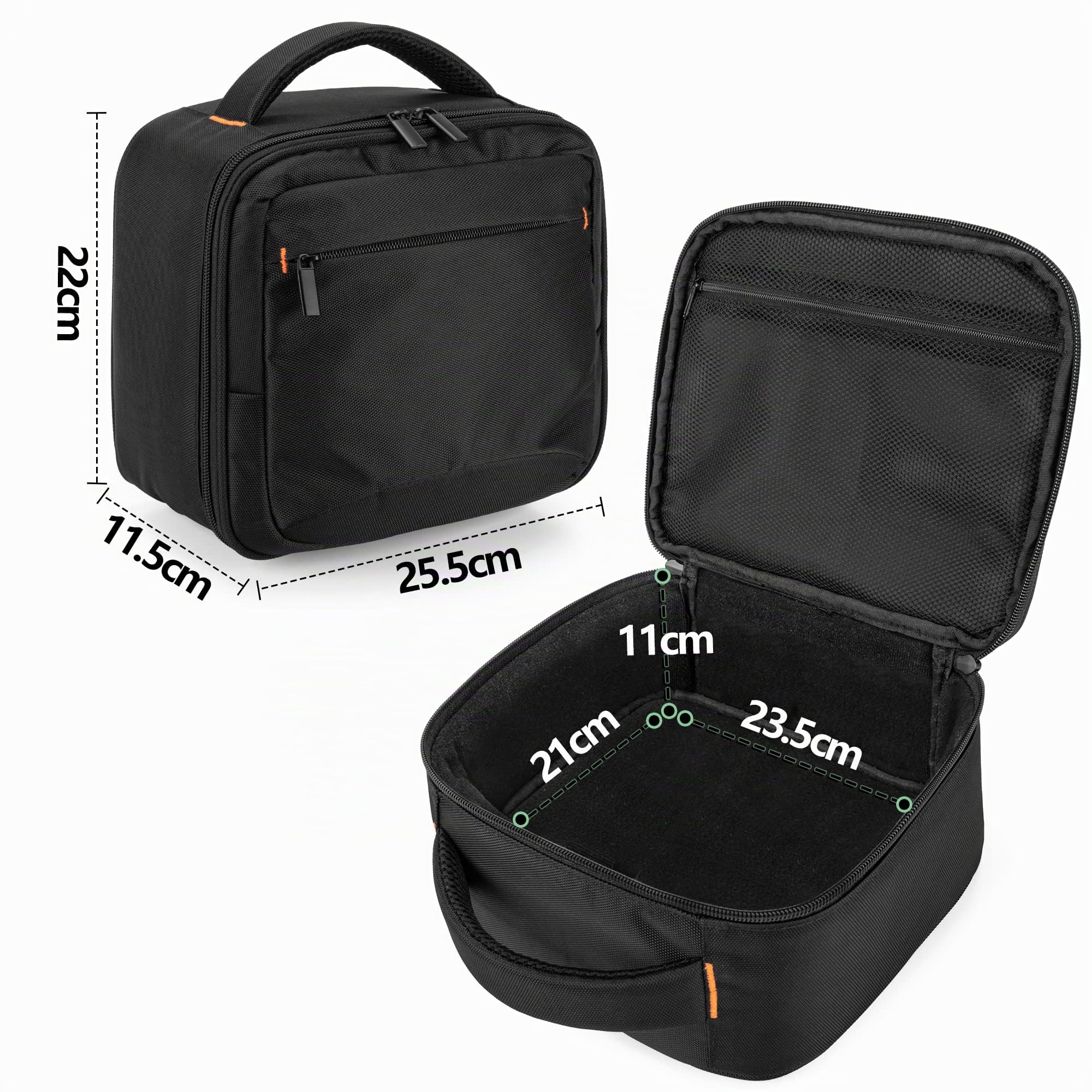 CURMIO Sacoche pour Mini Vidéoprojecteur, Sac de Rangement Projecteur, Noir | Sangle de Fixation, Poche Accessoires, Poignée de Transport, pour Réunions d'Affaires/ Voyages/ Fêtes/ Événements, Sac Vide