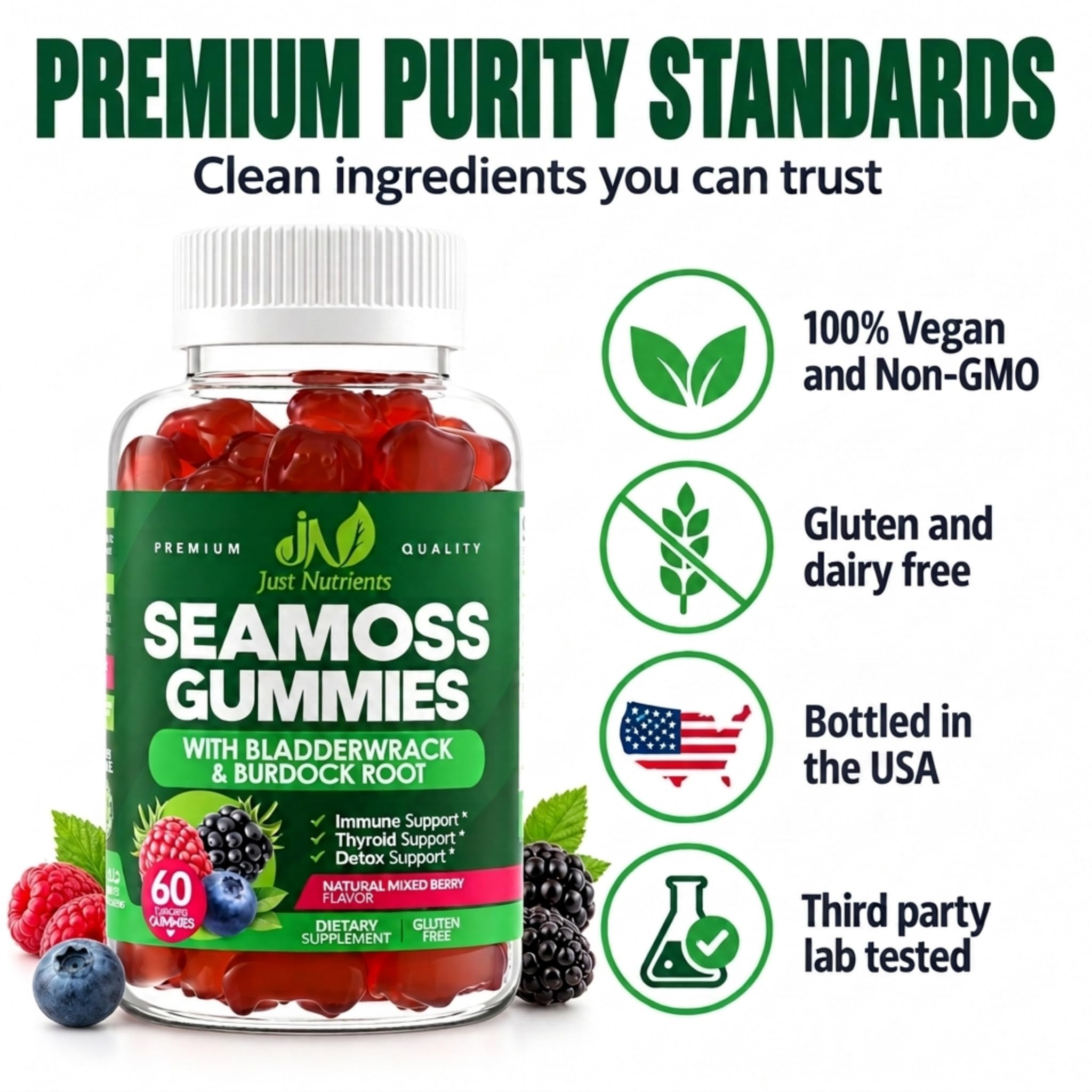 Sea Moss 3000mg Gummies with Bladderwrack and Burdock Root for Men & Women — Amazon image 6