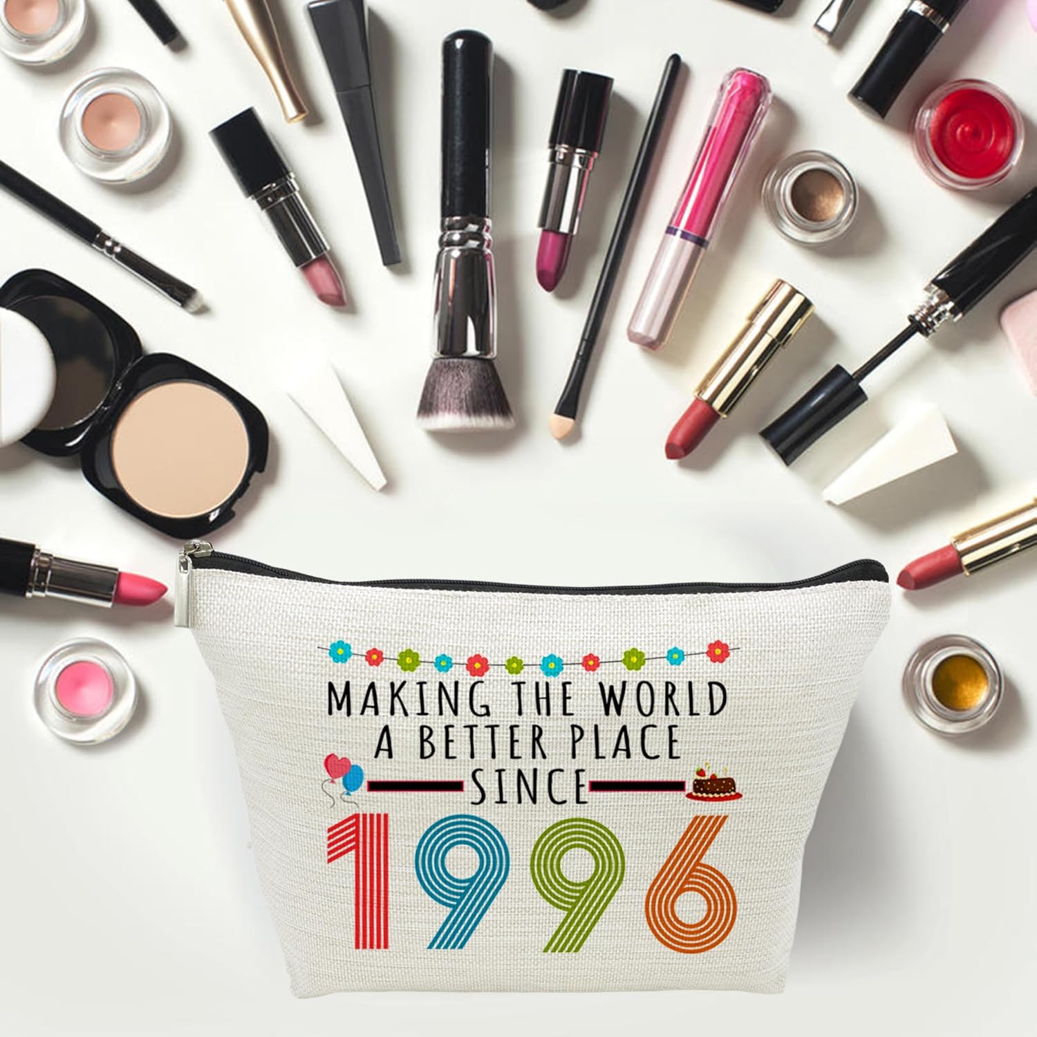 30th Birthday Gifts for Women, Funny 30 Year Old Gift Makeup Bag, 1996 30th Birthday Decorations Makeup Bags for Her, Mom, Aunt, Wife, Sister, Coworker, Friend, Mothers Day Cosmetic Travel Bag (1996) - Image 4