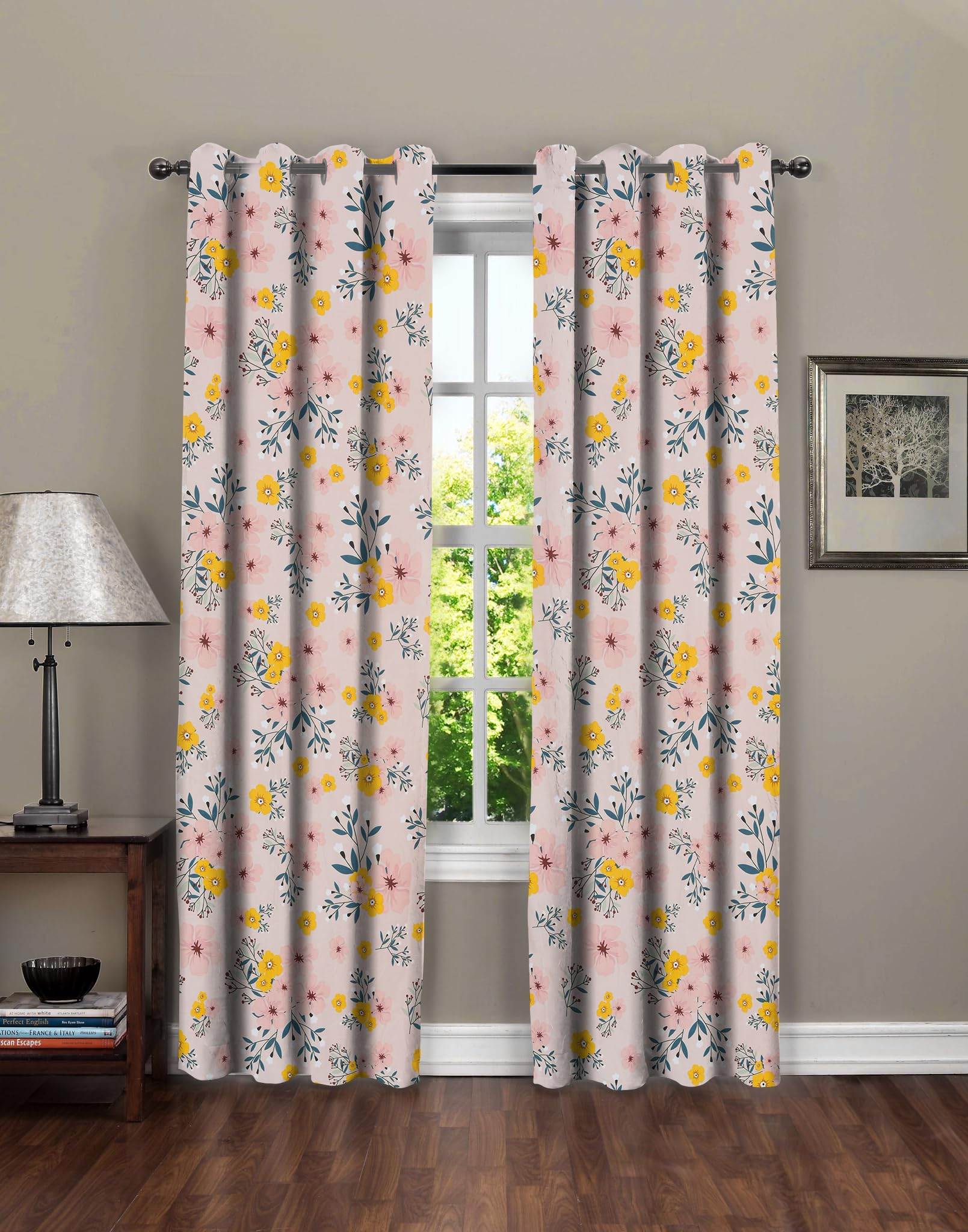 Amazon Brand - Umi Long Door Curtains | 8 Feet | Set of 2 | Floral Cotton Light Filtering Curtains | 121 x 243 cm | Living Room & Long Door |100 GSM | Perfecto for Home Dcor-image-9