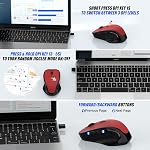 Wireless Bluetooth Mouse for iPad Pro MacBook Air PC, 2.4G Ergonomic Rechargeable Computer Mouse with Jiggler Mode, 3 DPI Levels & Forward/Back Buttons Laptop Mice for Office/Home/School - Red