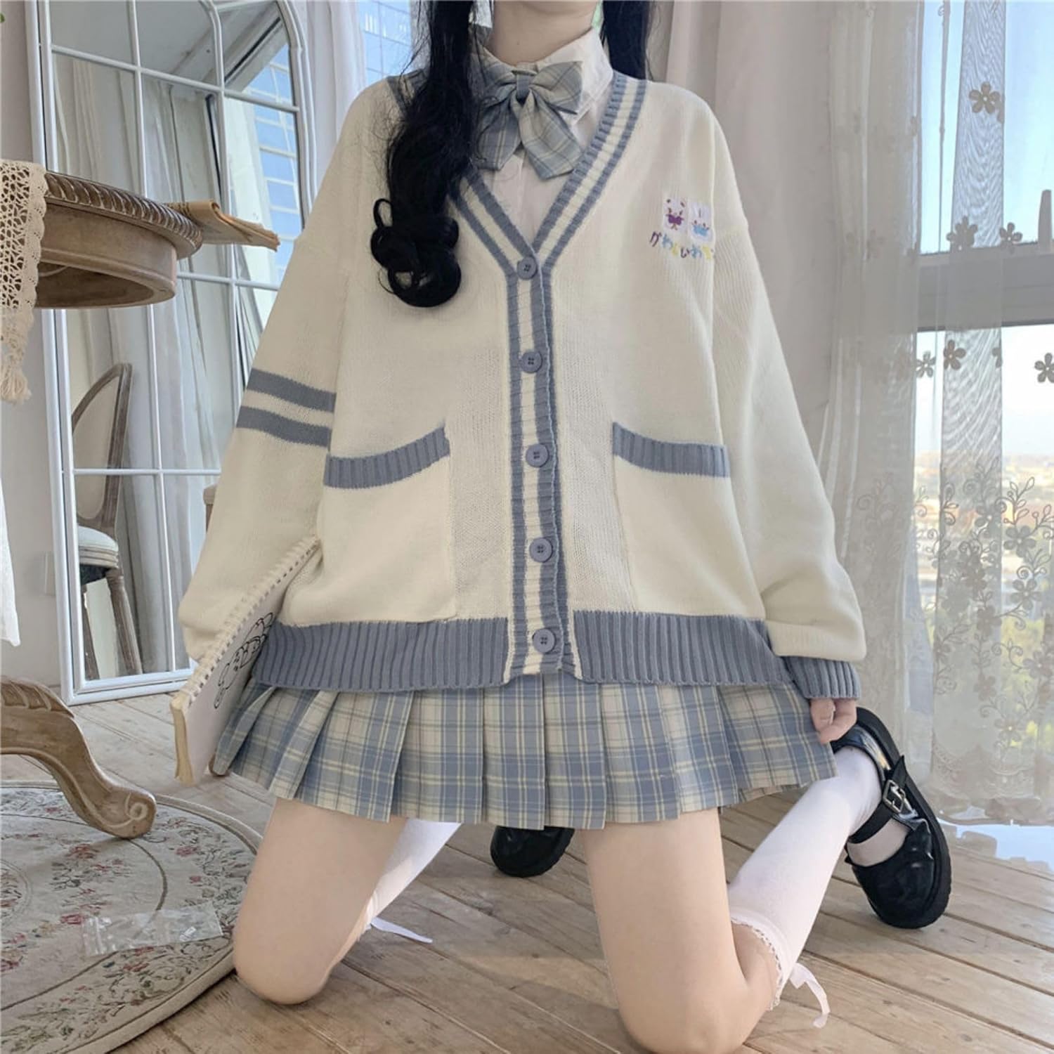 FindThy Women’s Cute Rabbit Embroidered Cardigan Long Sleeve Pocketed Kawaii Cardigans Sweater - Image 4