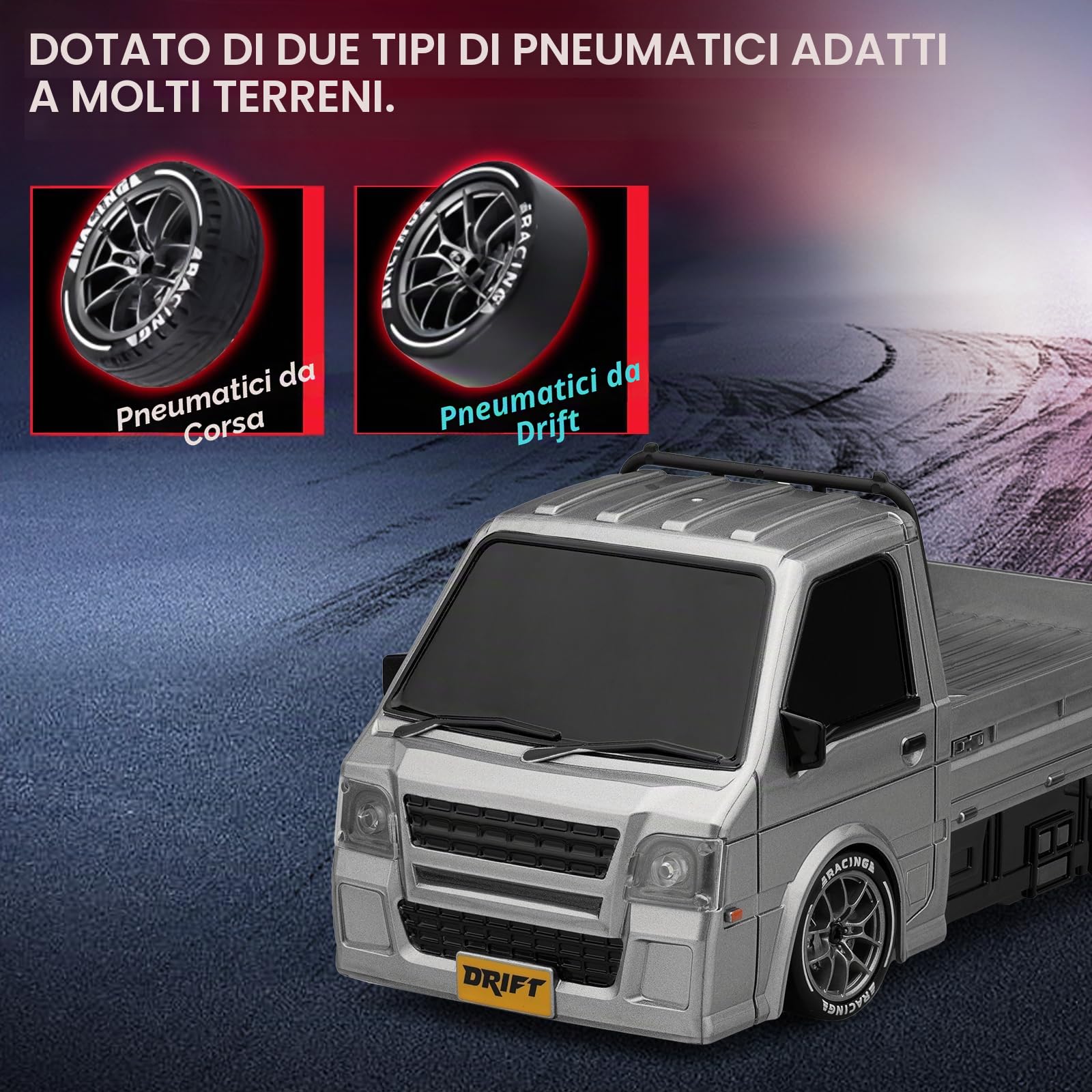 ACAMMZAR RC Drift Macchina Telecomandata, 1:24 20KM/H 4WD Macchine Telecomandate Truck, Radiocomandata Auto con 2 Batterie per Bambini Adulta