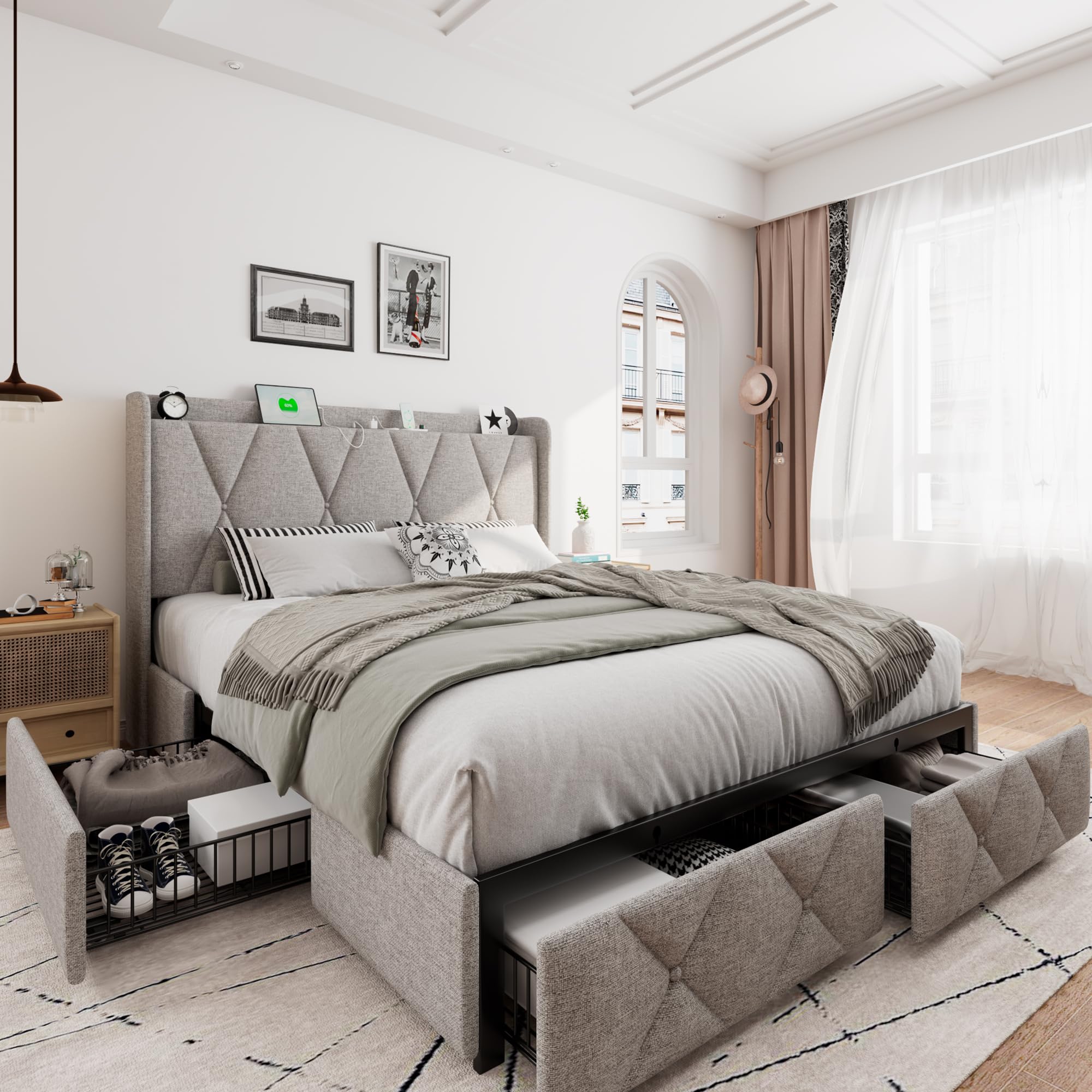 Detailed product specifications table and image of the bed