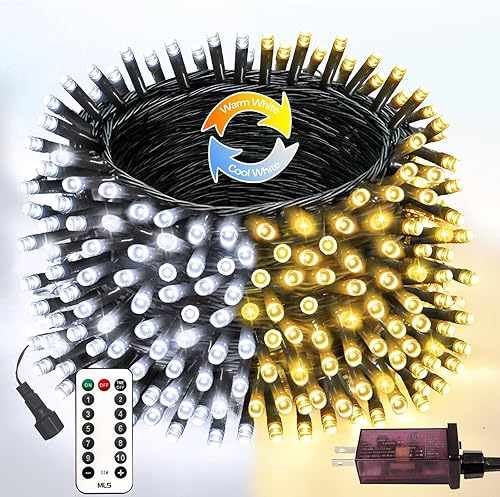 Vista 101 de Guirnalda de luces de Halloween extensible de 200 LED de color azul, extralarga de 82 pies, para interiores y exteriores, 8 modos de iluminación